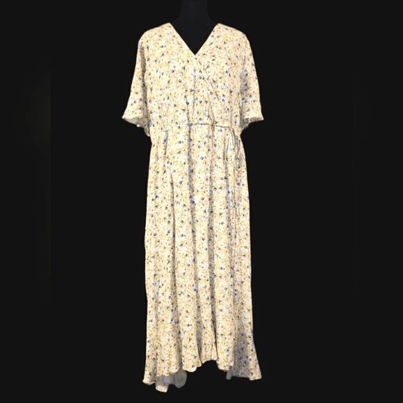 Maxi Rayon Slub Surplice Wrap Dress - Picture 3 of 9